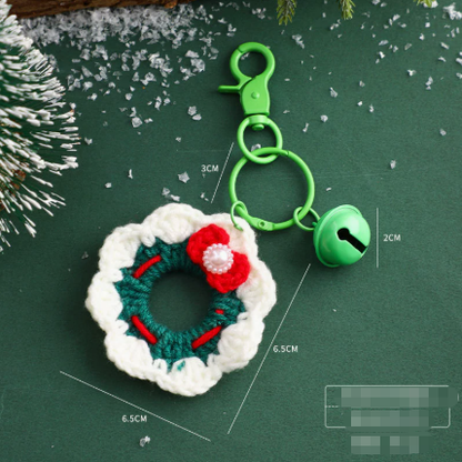 Handmade Christmas Crochet Keychain Knitted Yarn Keyring with Floating Display Case Festive Bag Charm Ideal V888-ELOSUNG38517