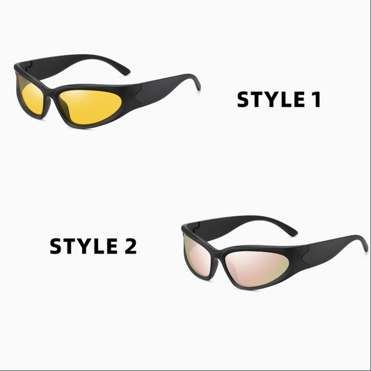 2 Pack Black-rimmed Night Vision Lenses + Pink Polarized Sports Sunglasses Men Small Frame Cycling Glasses V888-ELOSUNG38527