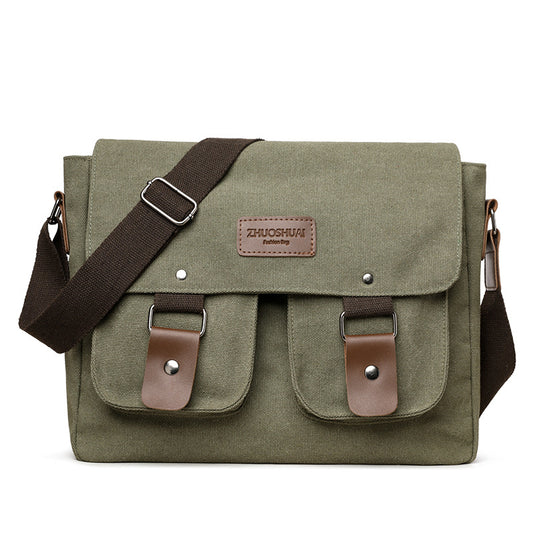 Army Green Vintage Canvas Messenger Bag Men Crossbody Satchel Durable Shoulder Bag for Work and Travel Multi V888-ELOSUNG38528
