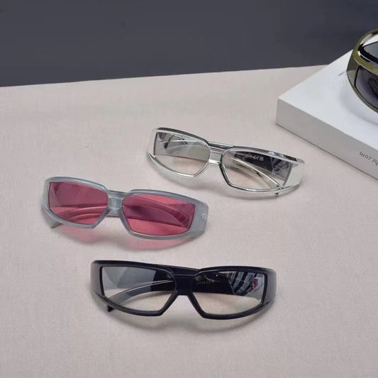 3 Pack Y2K Cyberpunk Sunglasses Futuristic Rectangular Shades Sci-Fi Style Fashion Eyewear for Festivals and V888-ELOSUNG38549