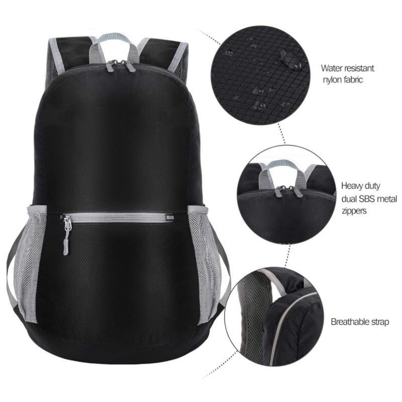 Grey Ultra Lightweight Foldable Backpack Packable Daypack Compact Travel Rucksack with Mesh Pockets Ideal for V888-ELOSUNG38560