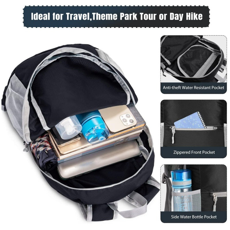 Grey Ultra Lightweight Foldable Backpack Packable Daypack Compact Travel Rucksack with Mesh Pockets Ideal for V888-ELOSUNG38560