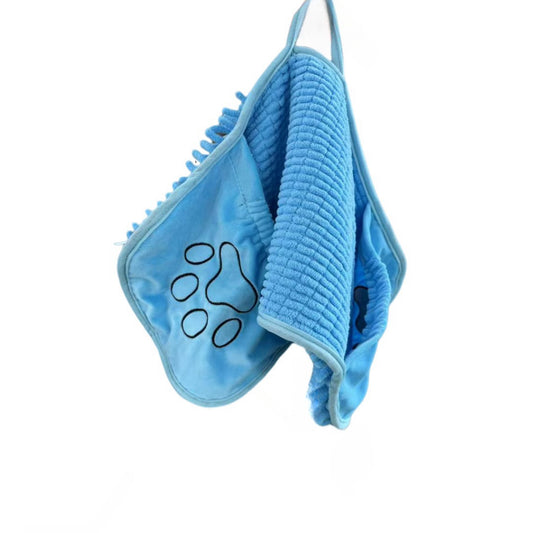 Blue Super Absorbent Pet Drying Towel with Hand Pockets Soft Chenille Microfiber Dog Bath Towel Quick Dry for V888-ELOSUNG38581