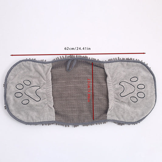 Blue Super Absorbent Pet Drying Towel with Hand Pockets Soft Chenille Microfiber Dog Bath Towel Quick Dry for V888-ELOSUNG38581