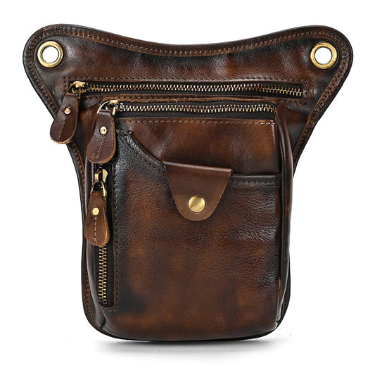Coffee-brown Vintage Crazy Horse Leather Drop Leg Bag Waist Pack Thigh Pouch for Motorcycling Hiking and V888-ELOSUNG38588