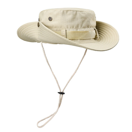 Beige Foldable Wide Brim Sun Hat Unisex Bucket Safari Cap Adjustable 56-60cm for Fishing Hiking Camping and V888-ELOSUNG38596