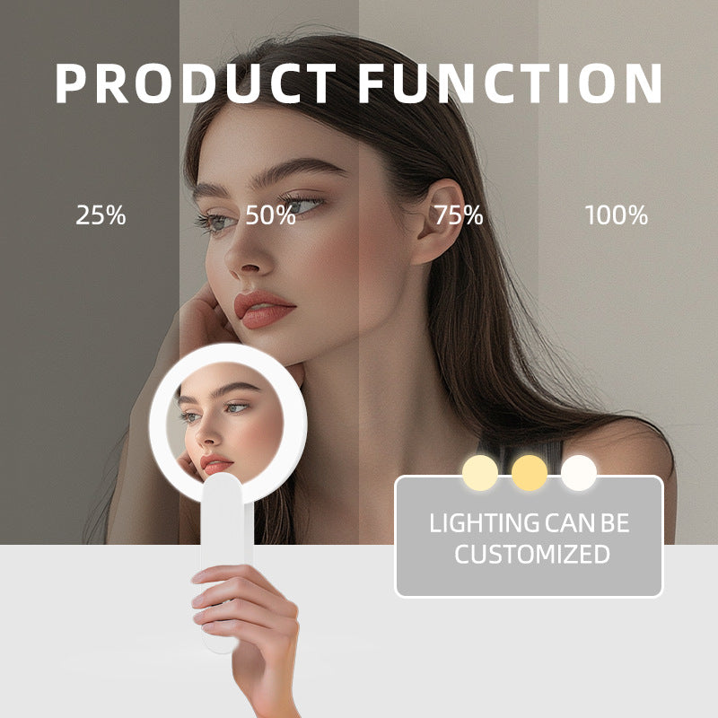Portable LED Makeup Mirror Foldable Handheld Vanity Light Compact Travel Cosmetic Mirror for Women and V888-ELOSUNG38605