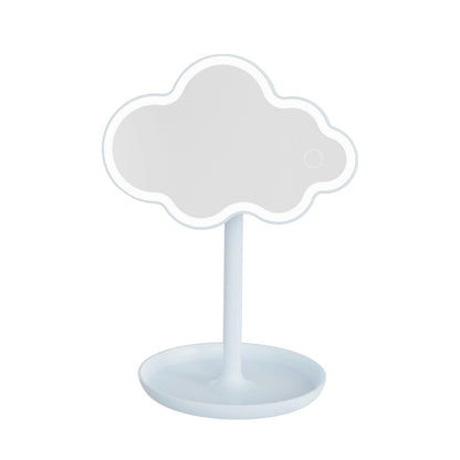 Blue Cute Cloud Shaped LED Makeup Mirror Desktop Vanity Light with Storage Tray 360 Rotation Cordless V888-ELOSUNG38607