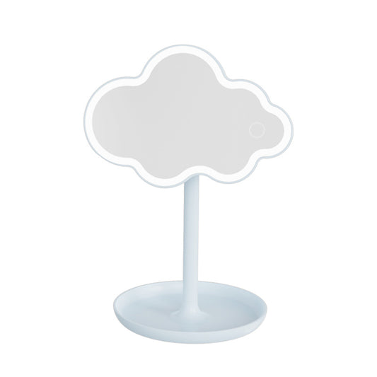 Blue Cute Cloud Shaped LED Makeup Mirror Desktop Vanity Light with Storage Tray 360 Rotation Cordless V888-ELOSUNG38607