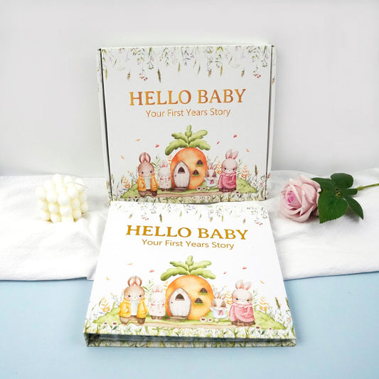 Bunny Printed Baby Memory Book with Gift Box Hardcover Milestone Journal Your First Years Story Cute Bunny V888-ELOSUNG38613