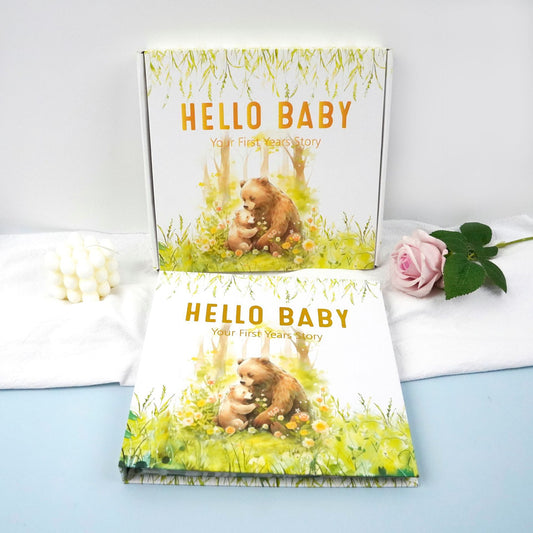 Little Bear Cub Printed Baby Memory Book with Gift Box Hardcover Milestone Journal Your First Years Story V888-ELOSUNG38614