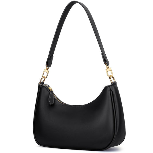Women's Retro Shoulder Bag Classic 90s Style Underarm Purse Faux Leather Crescent Hobo Handbag with Zipper V888-ELOSUNG38618