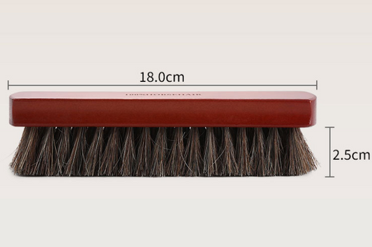 2 Pack Brown 18*5cm Premium Horsehair Shoe Brush Set Solid Wood Handle Soft Bristles Leather Care Kit for V888-ELOSUNG38620