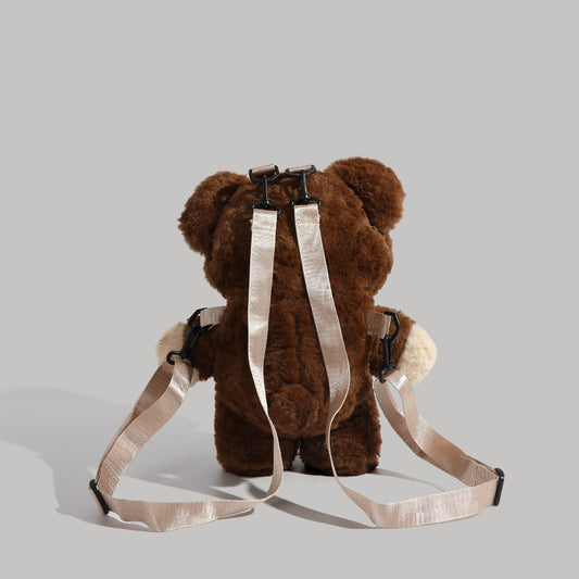 Beige Bear Cute Plush Teddy Bear Backpack Stuffed Animal Rucksack Convertible Shoulder Bag for Girls and V888-ELOSUNG38628