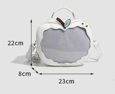 Green Cute Apple Shaped Ita Bag Convertible Backpack Crossbody Purse with Mesh Pin Display Window for Teen V888-ELOSUNG38629