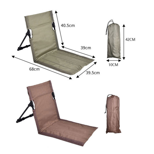 Army Green Portable Outdoor Ground Chair with Back Support Folding Beach Mat Seat Lightweight Aluminium Frame V888-ELOSUNG38633