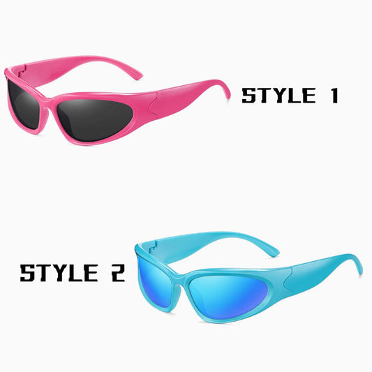 2 Pack Pink+ Blue Sports Sunglasses Men Small Frame Cycling Glasses Anti-Glare UV Protection Outdoor Eyewear V888-ELOSUNG38647