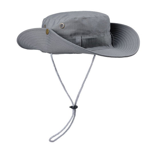Grey Foldable Wide Brim Sun Hat Unisex Bucket Safari Cap Adjustable 56-60cm for Fishing Hiking Camping and V888-ELOSUNG38650