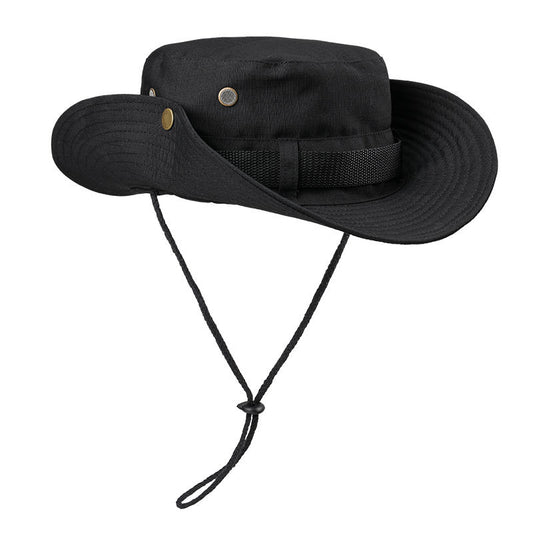 Black Foldable Wide Brim Sun Hat Unisex Bucket Safari Cap Adjustable 56-60cm for Fishing Hiking Camping and V888-ELOSUNG38651