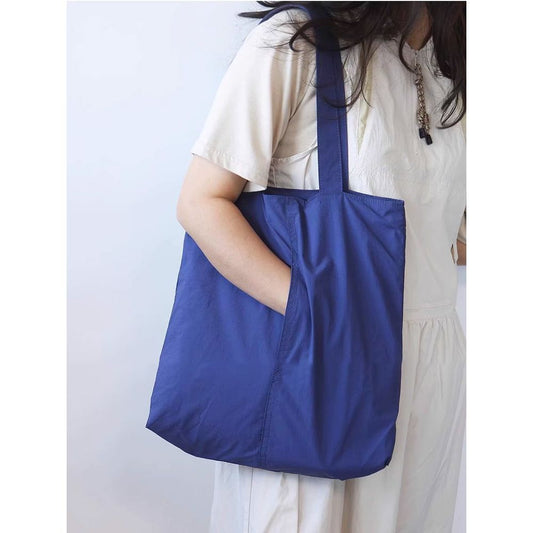 Blue Women's Minimalist Nylon Tote Bag Ultra Lightweight Shoulder Shopper Large Capacity Fits A4 Documents V888-ELOSUNG38653