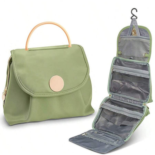 Green Large Hanging Toiletry Bag Waterproof Travel Cosmetic Organiser with Sturdy Hook 4 Compartments Makeup V888-ELOSUNG38656