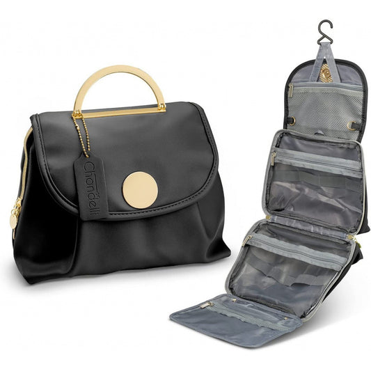 Black Large Hanging Toiletry Bag Waterproof Travel Cosmetic Organiser with Sturdy Hook 4 Compartments Makeup V888-ELOSUNG38657