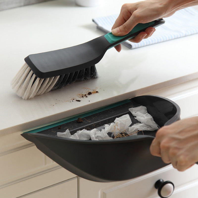 2-Piece Handheld Dustpan and Brush Set Mini Broom with Soft Rubber Lip for Kitchen Desktop Car and Camping V888-ELOSUNG38664
