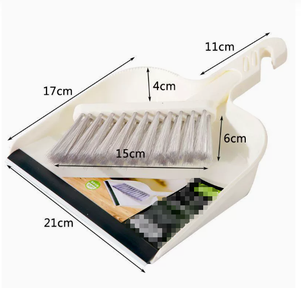 Beige Mini Dustpan and Brush Set Handheld Sweeping Broom with Rubber Lip for Desktop Kitchen Car and Camping V888-ELOSUNG38665