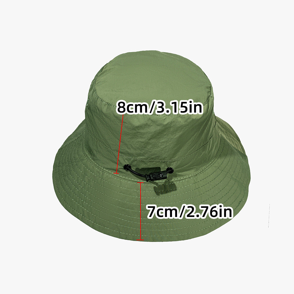 Grey Foldable Waterproof Bucket Hat Packable Sun Cap Wide Brim with Adjustable Drawstring for Fishing Camping V888-ELOSUNG38682
