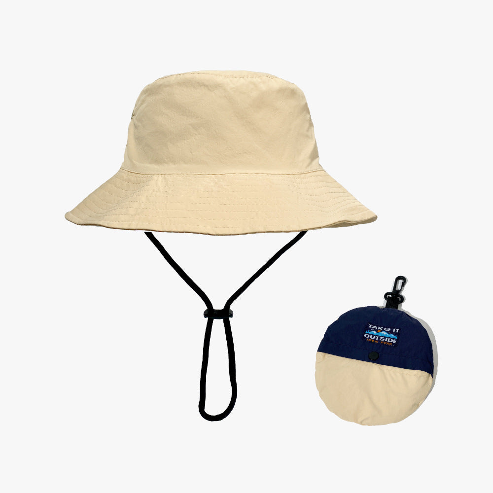 Khaki Foldable Waterproof Bucket Hat Packable Sun Cap Wide Brim with Adjustable Drawstring for Fishing V888-ELOSUNG38683