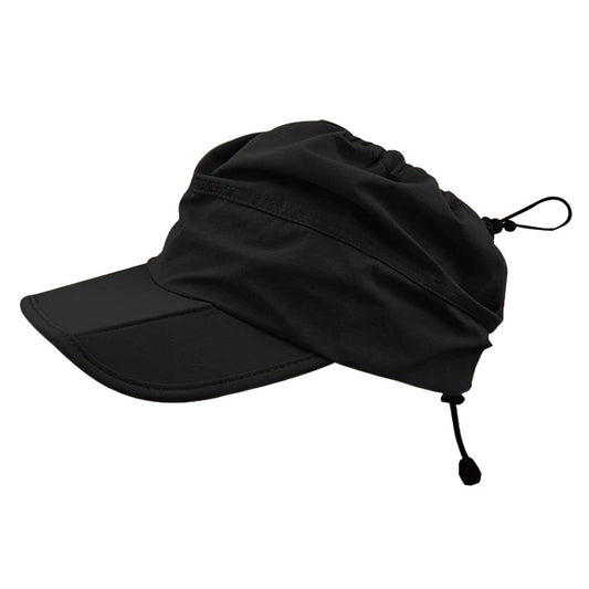 Black Women's Foldable Sun Visor Cap Quick Dry Packable Empty Top Hat Adjustable Drawstring for Running V888-ELOSUNG38684