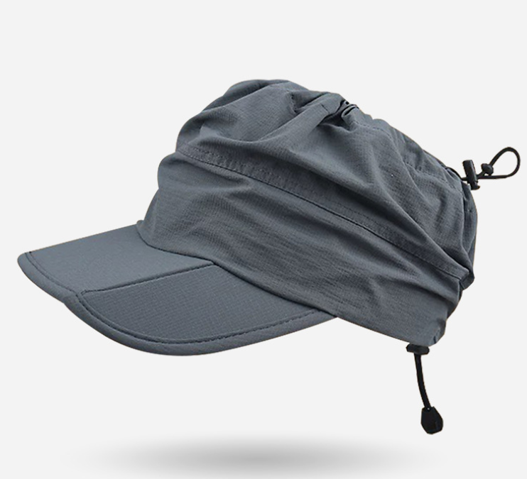 Grey Women's Foldable Sun Visor Cap Quick Dry Packable Empty Top Hat Adjustable Drawstring for Running Hiking V888-ELOSUNG38685