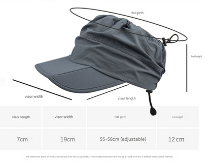 Grey Women's Foldable Sun Visor Cap Quick Dry Packable Empty Top Hat Adjustable Drawstring for Running Hiking V888-ELOSUNG38685