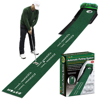 Indoor Golf Putting Mat with Automatic Ball Return System 2.6m Practice Green with Alignment Guides for Home V888-ELOSUNG38687