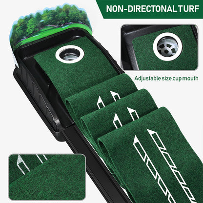 Indoor Golf Putting Mat with Automatic Ball Return System 2.6m Practice Green with Alignment Guides for Home V888-ELOSUNG38687