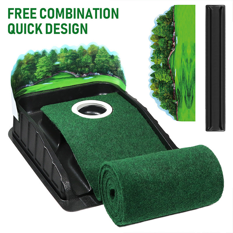 Indoor Golf Putting Mat with Automatic Ball Return System 2.6m Practice Green with Alignment Guides for Home V888-ELOSUNG38687