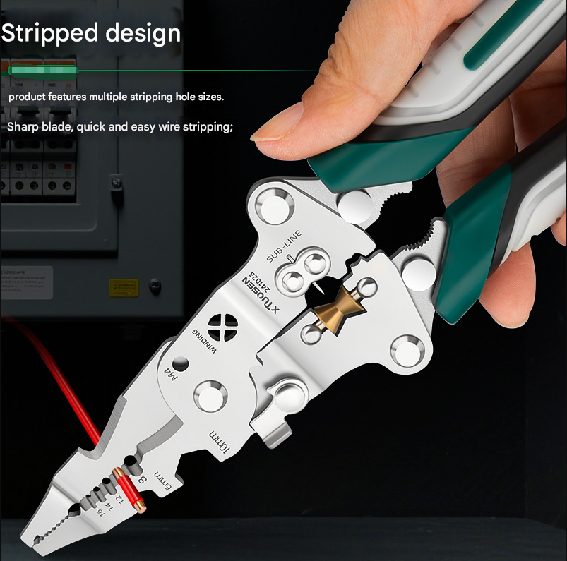 Multi-Function Wire Stripper and Crimper Pliers 210mm All-in-One Electrical Tool for Cutting Stripping and V888-ELOSUNG38706