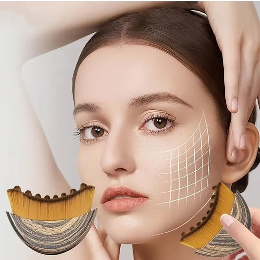 Two-piece Facial Contour and Massage Brush with Storage Case - Soft High-Density Bristles for Face Neck & V888-ELOSUNG38712