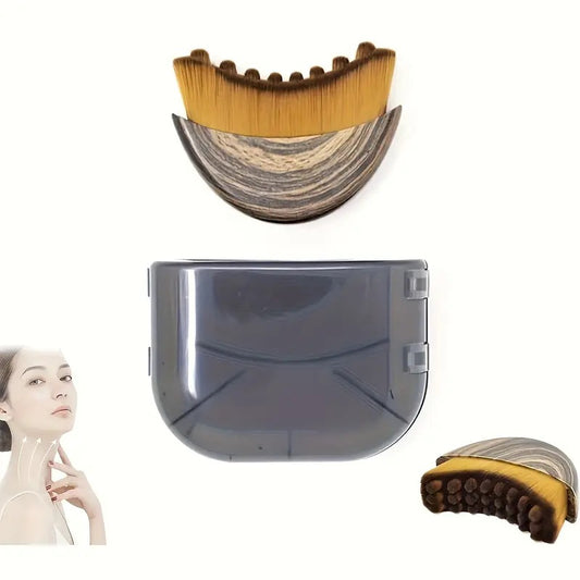 Two-piece Facial Contour and Massage Brush with Storage Case - Soft High-Density Bristles for Face Neck & V888-ELOSUNG38712