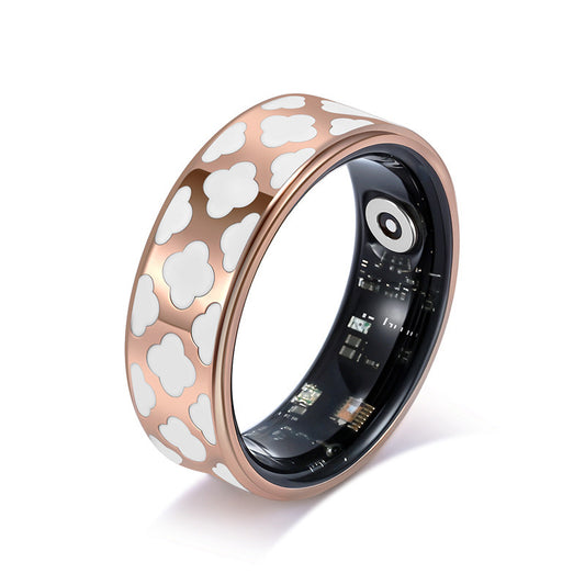 13# Striped Gold Smart Health Ring Tracker with Wireless Charging Case - Titanium Steel Fitness Wearable for V888-ELOSUNG38735