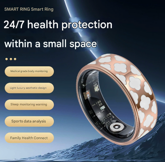 13# Striped Gold Smart Health Ring Tracker with Wireless Charging Case - Titanium Steel Fitness Wearable for V888-ELOSUNG38735