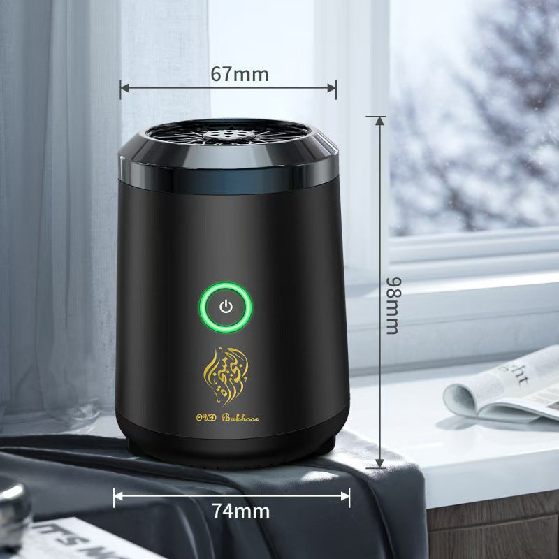 Portable Electric Oud Bukhoor Incense Burner with Speaker - USB Rechargeable Aroma Diffuser for Car and Home V888-ELOSUNG38764