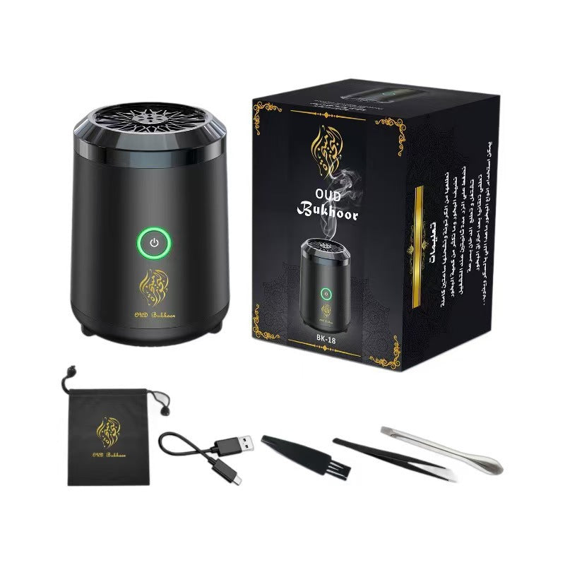 Portable Electric Oud Bukhoor Incense Burner with Speaker - USB Rechargeable Aroma Diffuser for Car and Home V888-ELOSUNG38764