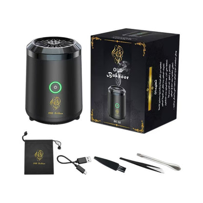 Portable Electric Oud Bukhoor Incense Burner with Speaker - USB Rechargeable Aroma Diffuser for Car and Home V888-ELOSUNG38764