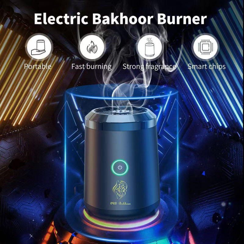 Portable Electric Oud Bukhoor Incense Burner with Speaker - USB Rechargeable Aroma Diffuser for Car and Home V888-ELOSUNG38764