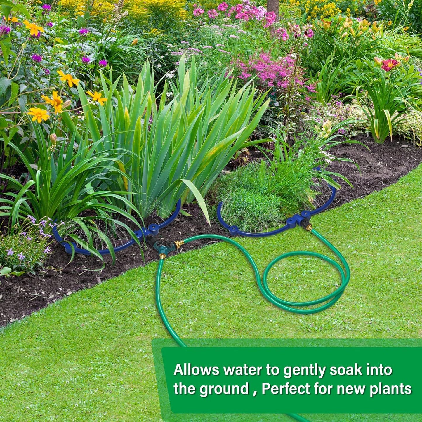 Adjustable Tree Ring Sprinkler for Deep Root Irrigation - 13 to 37 Inch Expandable Garden Watering Tool for V888-ELOSUNG38776