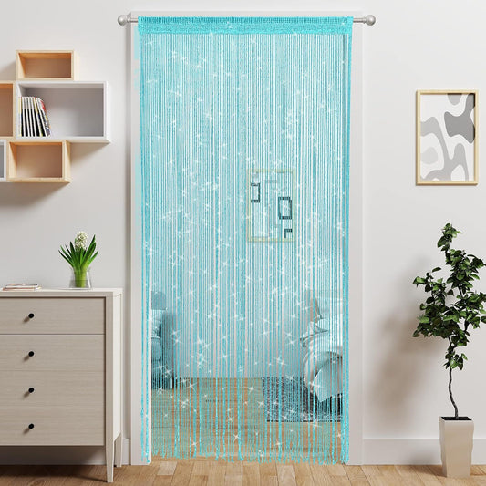 Blue 2 Pack Sparkle String Door Curtains 100x200cm Glitter Sequin Tassel Room Divider for Australian Home V888-ELOSUNG38780
