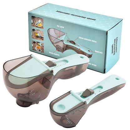 2-Piece Adjustable Measuring Spoon Set with Sliding Scales Small and Large Kitchen Tools for Precise Baking V888-ELOSUNG3879