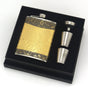 8oz Stainless Steel Hip Flask Gift Set with Elegant Floral Pattern and 2 Cups Plus Funnel for Outdoor Camping V888-ELOSUNG38803