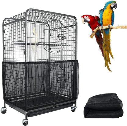 M Black[Height 20, Circumference 170] Large Bird Cage Seed Catcher Net Cover - Adjustable Mesh Guard V888-ELOSUNG38864